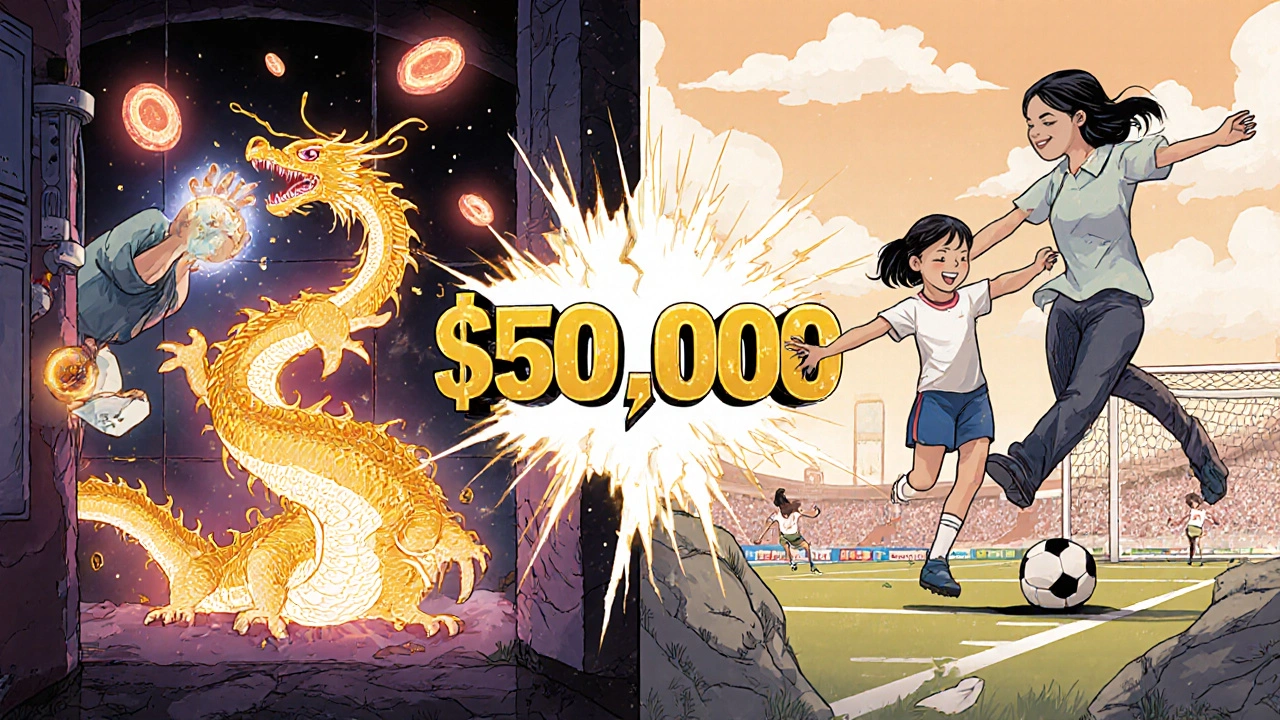 A patient transforms from undergoing CAR-T therapy to coaching soccer, with a cracking 0,000 price tag revealing light.