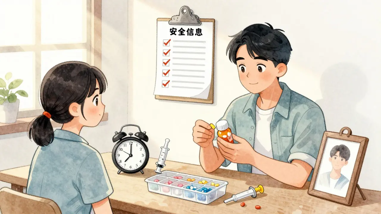 A caregiver performs a weekly medication safety check under morning light, with expiration dates and a checklist visible.