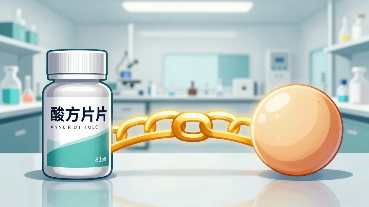 Conceptual illustration of a brand-name drug and its identical authorized generic version.