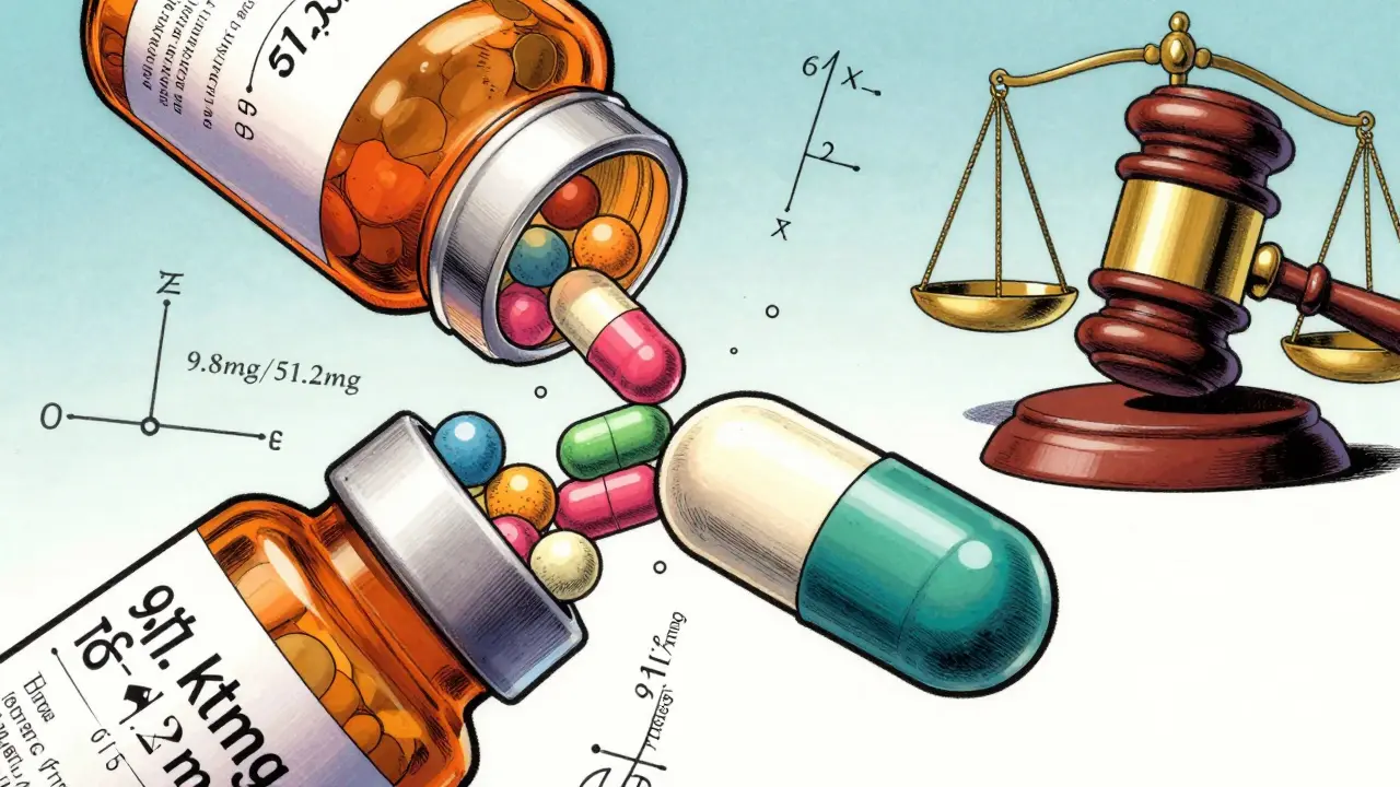 Merging pills with data points symbolizing combination patents